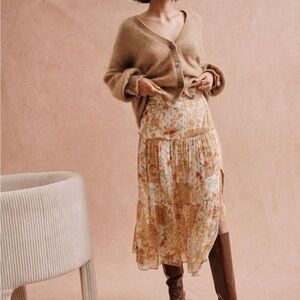 NWT Sezane tammie camel patchwork skirt size us8